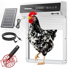 Automatic Chicken Coop Door, Solar Battery Powered, Weatherproof Aluminum White