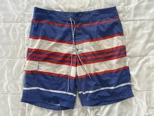 J.Crew Beach Swimming Shorts Men  s Medium, Striped, Red White Blue 