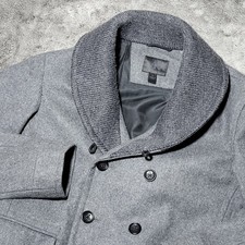 Banana Republic Mens Gray Wool Double Breasted Peacoat Shawl Collar Coat Small