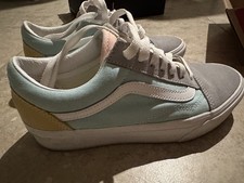 VANS Old Skool Platform Color Block rosa pastello giallo blu grigio donna 7,5