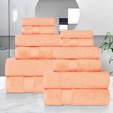 Cotton Chevron 12-Piece Towel Set, Zero Twist, Quick Dry, Home Essentials, Sh...