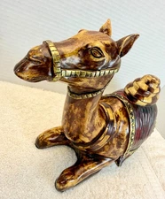 Vintage Handcrafted Camel Figurine Decorative Resin Statue with Saddle Middle Ea