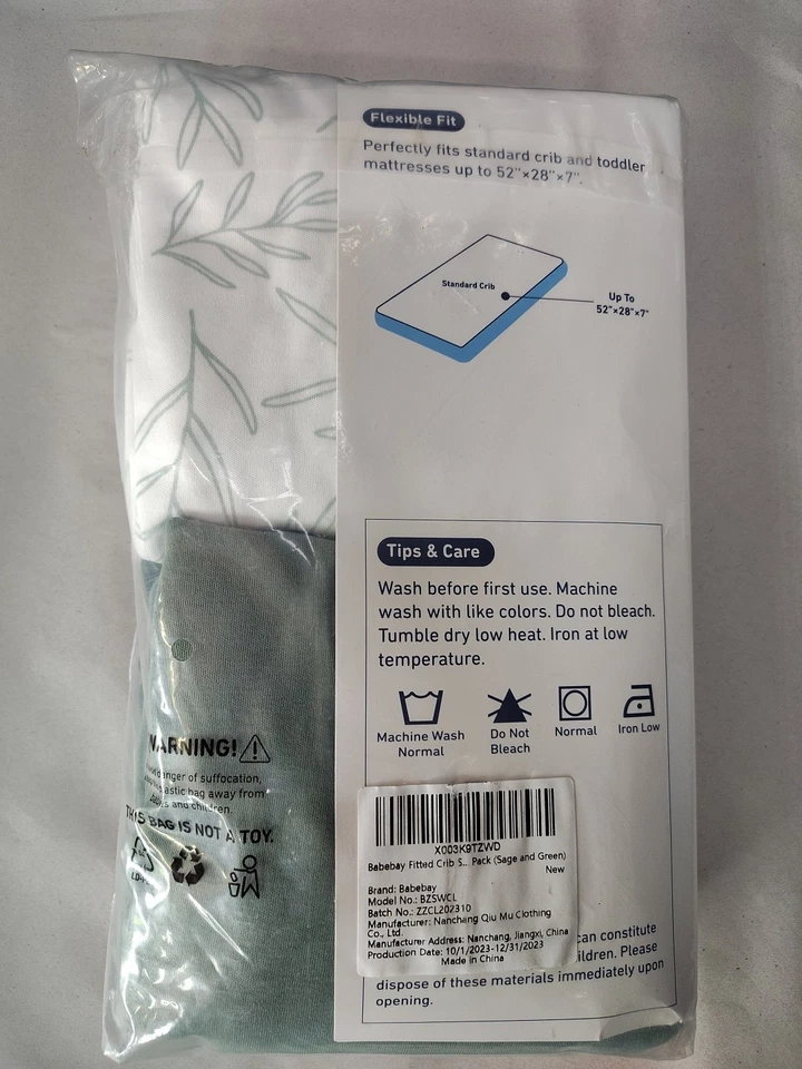 Baby Crib Sheets Cotton Babebay 2 Pack Fitted Crib Sheet for Standard Crib - Image 3 of 4