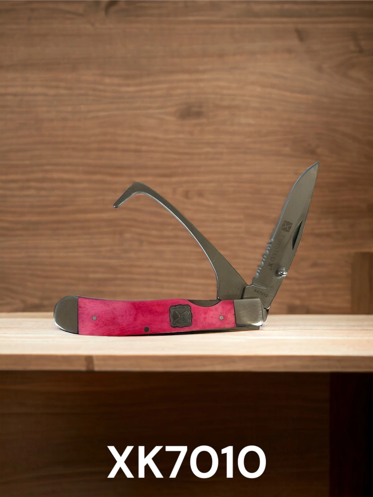 Twisted X Pink Hoof Pick Serrated Stainless Steel Folding Knife