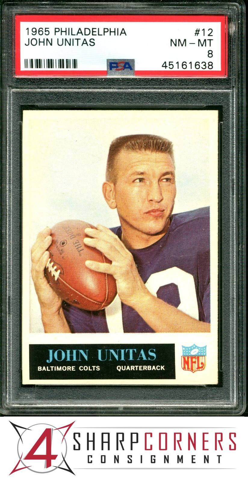 1965 PHILADELPHIA #12 JOHN JOHNNY UNITAS COLTS HOF PSA 8