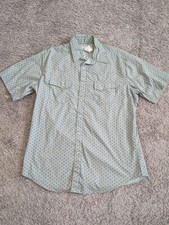 Mens Size Large Wrangler Wrancher Pearl Snap Western Shirt Geometric Design EUC