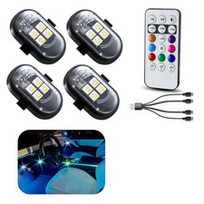 Upgraded 4PCS Wireless LED Lights for car with Remote, Rechargeable 4 PCS
