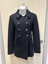 Superdry Women’s Black Wool Military Peacoat Jacket Size Medium Premium Paisley