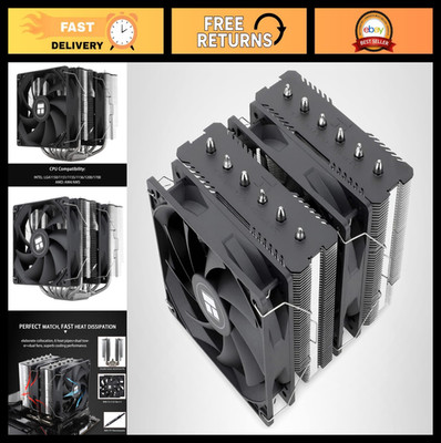 High-Performance CPU Cooler, 6 Heat Pipes, Dual 120mm PWM Fans, AMD/Intel Compat