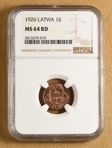 1926 Latvia 1 Santims NGC MS64RD