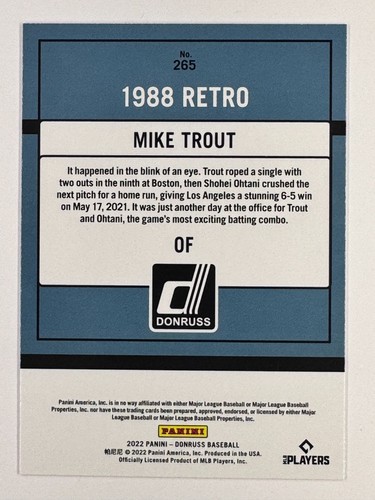 MIKE TROUT 2022 Donruss #265 1988 Retro ORANGE HOLO Los Angeles Angels - Picture 2 of 3