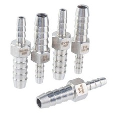 Bar Production Stainless Steel 316 Barb Splicer 1/4" Hose ID x 1/8" Hose ID