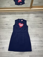 Rare Valentino L'Amour Heart Text Wool-Silk Mini Dress Navy Blue Size 38
