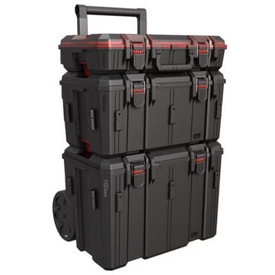 Hyper Tough Hyper Stack Heavy Duty 3 Piece Modular Rolling Toolbox System, Black