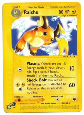 Pokemon Card: Raichu 61/165 Expedition Set Rare! GD