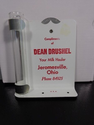 VTG. ADV. RAIN GAUGE COMPLIMENTS DEAN DRUSHEL JEROMESVILLE OHIO YOUR MILK HAULER