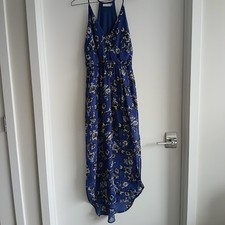 Lush Blue/Black/White Floral Maxi Dress Size Medium