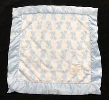 Carters Child of Mine Puppy Dog Little Blanket Blue Minky Dot Satin