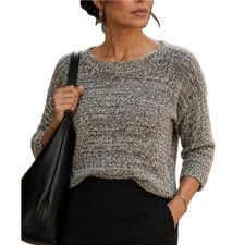 Ann Taylor Black/White Varigated 3/4 Sleeve Cotton Sweater. Women's XS.