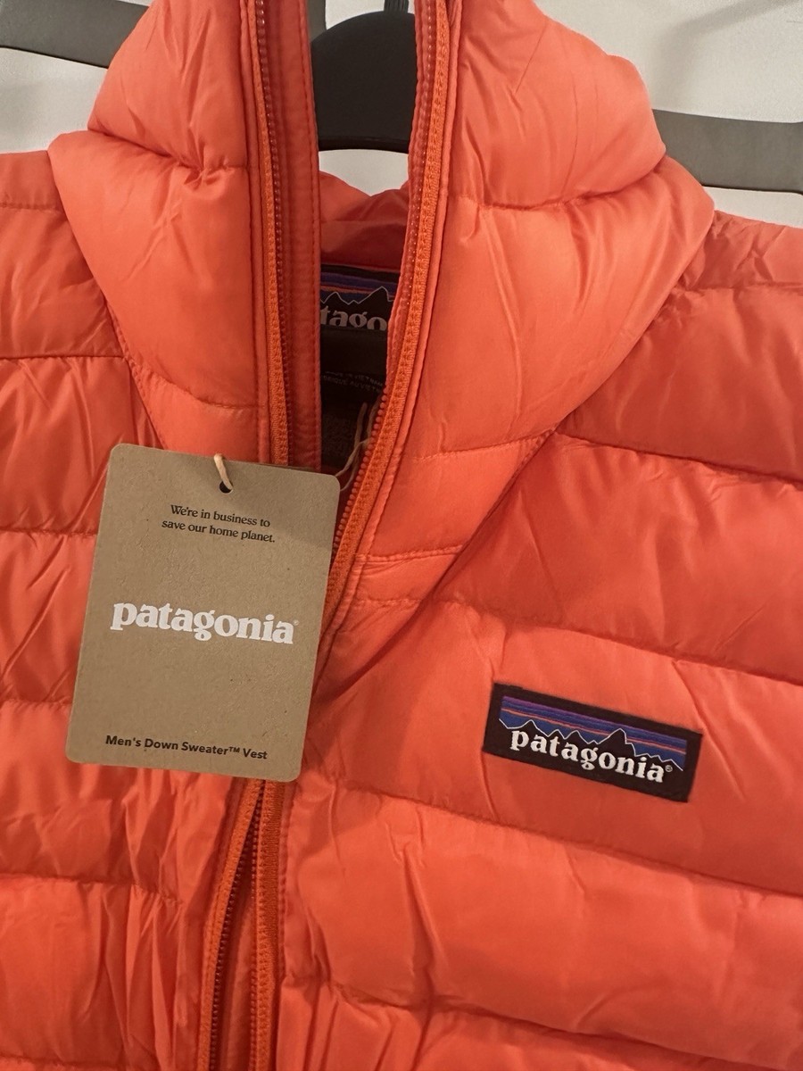 New Patagonia Men's Down Sweater Vest Mens L Orange | eBay