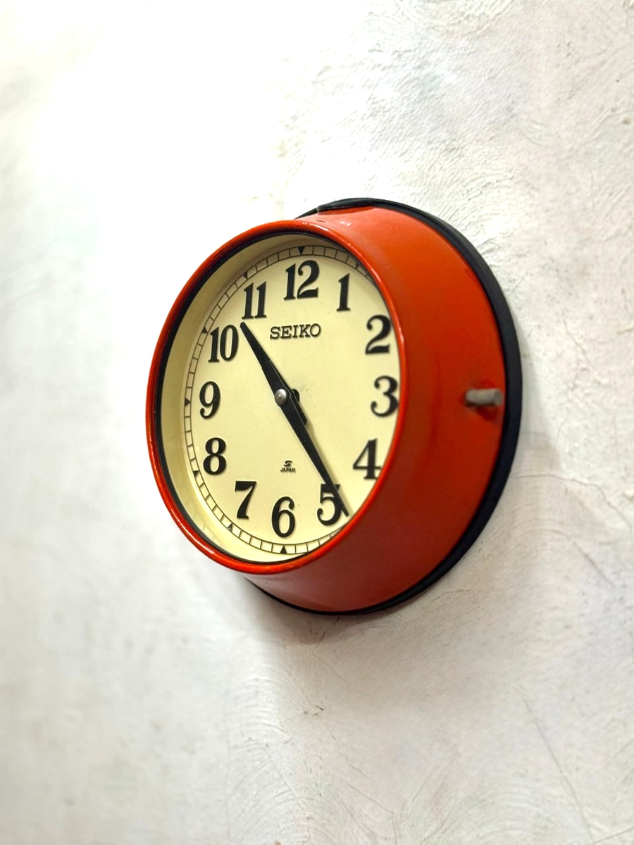 Vintage Seiko Orange Wall Clock – Japan Industrial Electric Slave
