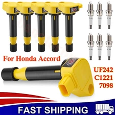 UF242 Ignition Coil and Spark Plug For Honda Accord Odyssey Acura CL TL 6Pack