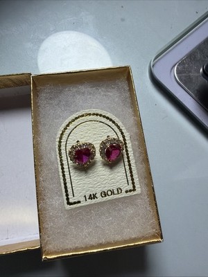 Betsey Johnson Fuchsia Heart-Shaped Apple Stud Earrings, NEW IN BOX 