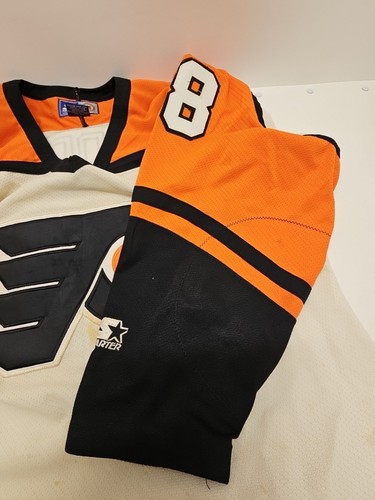 Maglia Vintage Philadelphia Flyers Eric Lindros Starter Autografata TG M SPORCA! - Foto 9 di 11
