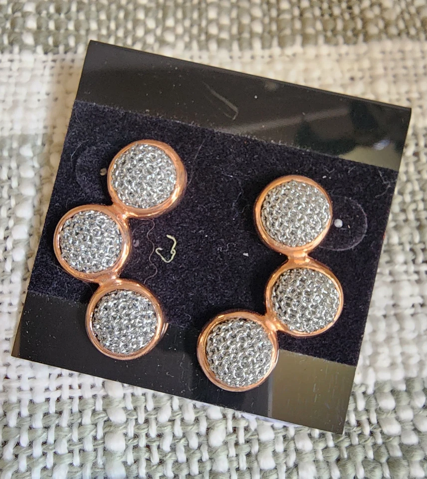 Juego de 5 Pendientes Adami & Martucci 925 Dos Tonos Plata y Oro Rosa ¡Nuevos! Foto 4 de 4