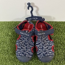 Nautica Water Shoes Kids Boys Girls Size 11 Blue Red Sharks Closed Toe New