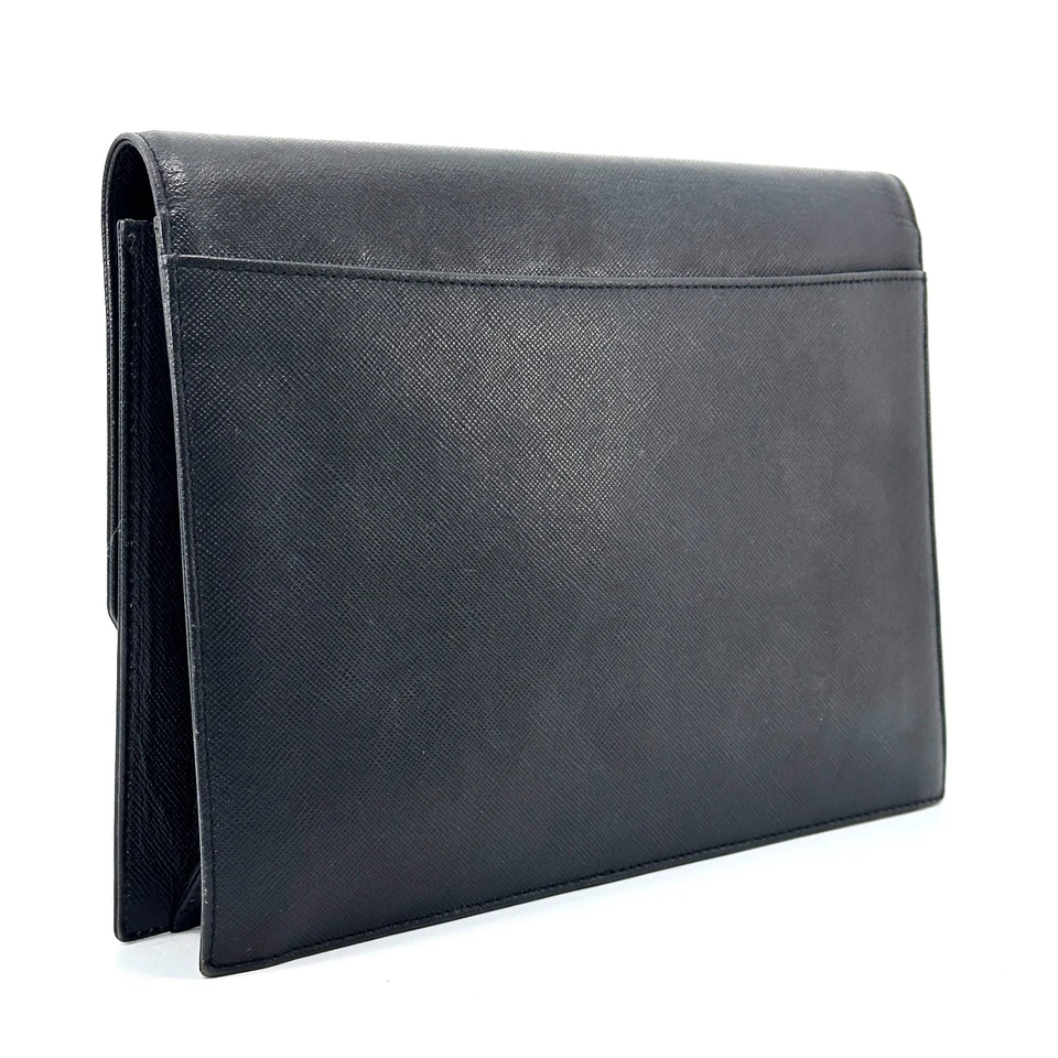 Auténtico bolso clutch de cuero negro Yves Saint Laurent 0519 Foto 3 de 4