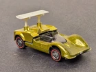 Vintage 1968 Hot Wheels Redline Chaparral 2G- Lime Green/Gold with Spoiler
