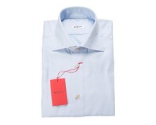 Kiton 1295 Blue Fancy Weave Cotton Spread Collar Dress Shirt 45 Eu 18 Us Kiton 1295 Blue Fancy Weave Cotton Spread Collar Dress Shirt 45 Eu 18 Us