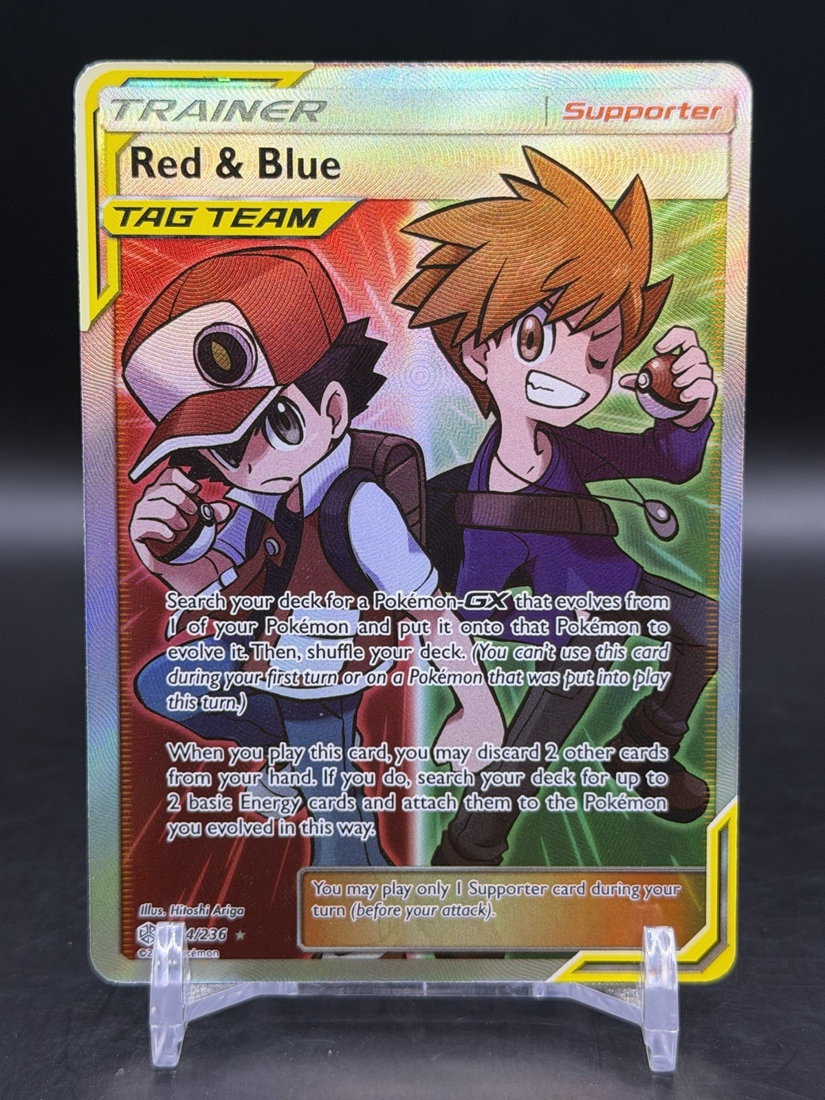 Red & Blue Full Art Trainer 234/236 Cosmic Eclipse Tag Team Pokémon English NM-