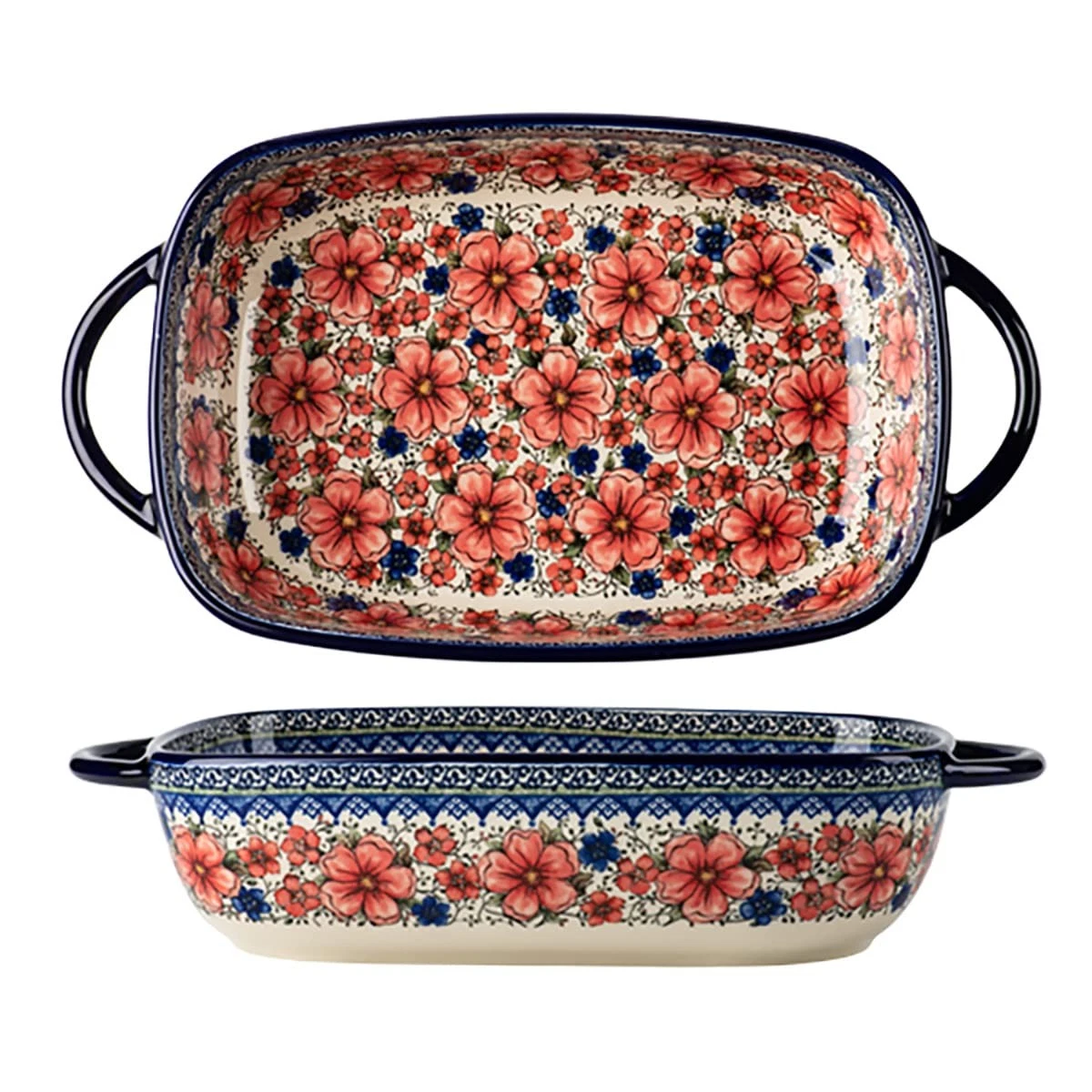 Vintage Style Pottery Bakeware Ceramic Casserole Dish Baking Pan Lasagna Pans...