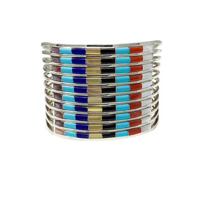 Anson and Leticia Wallace, Raised Inlay Bracelet, Multi-Stone 