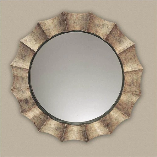 Uttermost Gotham Contemporary PU U Leaf Wall Mirror in Gray/Silver - Picture 1 of 2