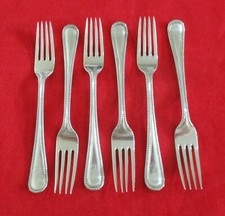 6 Vintage Joseph Rodgers Silver Plated Bead Pattern Cake / Pastry  Forks 14.5cm