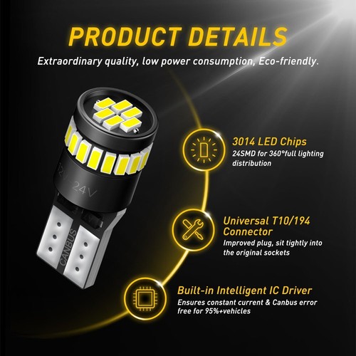 T10 Led 501 Side Light White Bulbs Car Error Free Canbus Xenon W5w Sidelight 2x - Picture 5 of 9