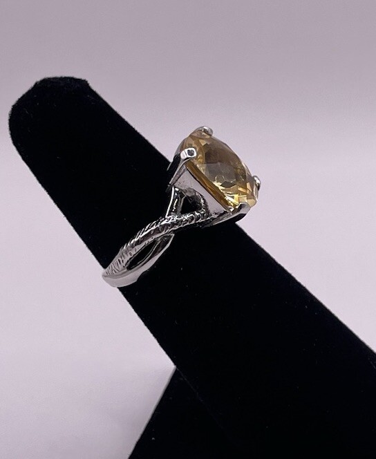Sterling Silver Elegant Square Large Citrine Ring… - image 5