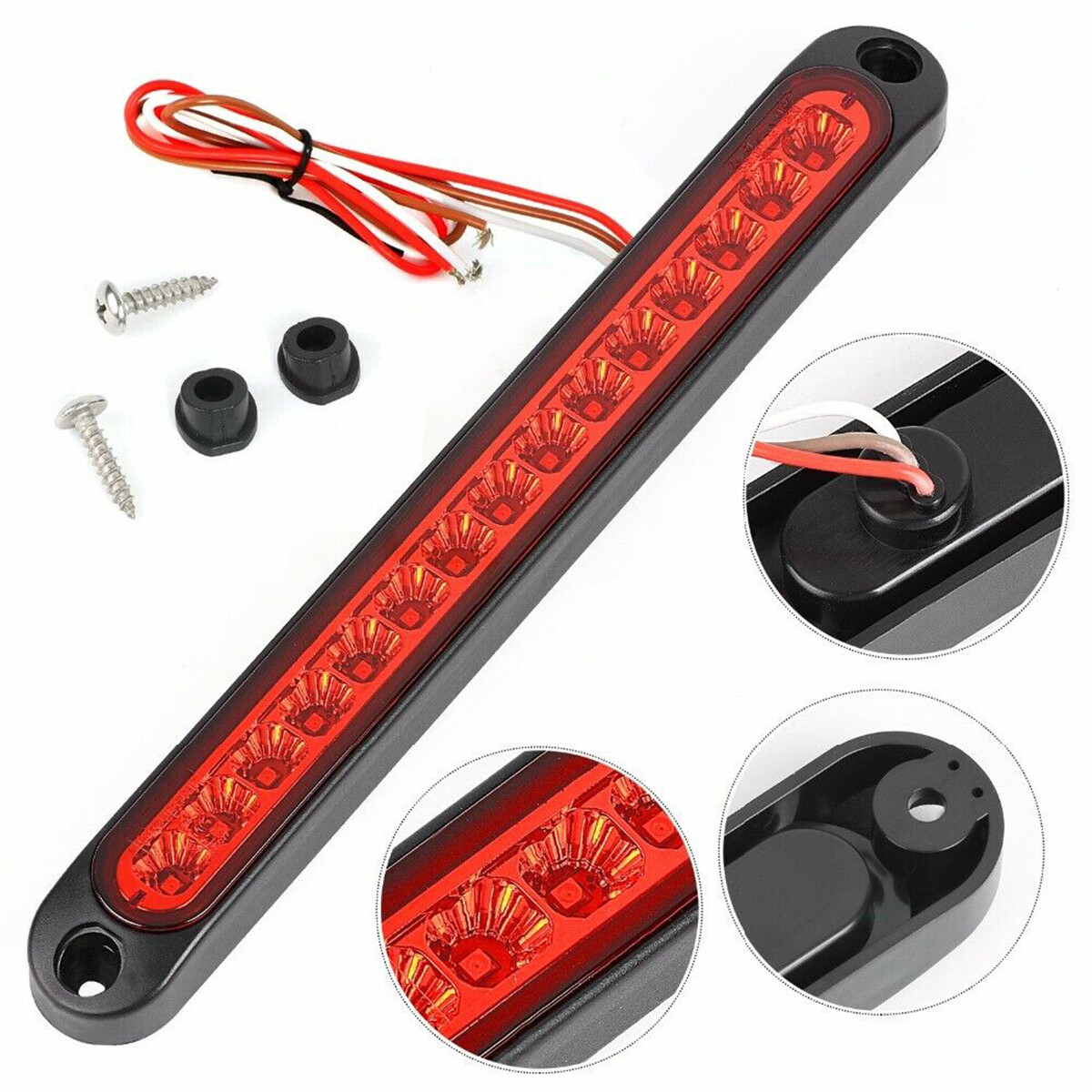 10" 15 LED Red Sealed Trailer Truck RV Stop Tail Brake Turn Signal