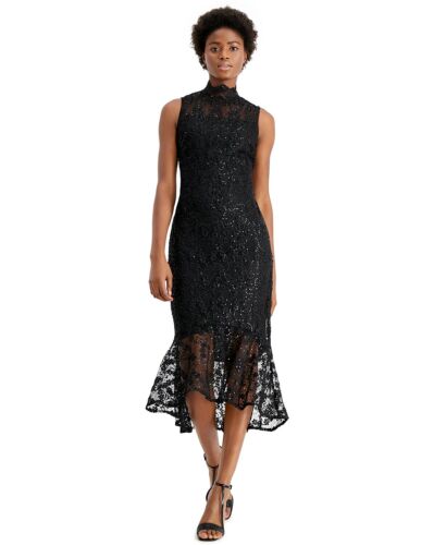Calvin Klein Sequin Lace High-Low Sheath Dress 6 194414964628 | eBay