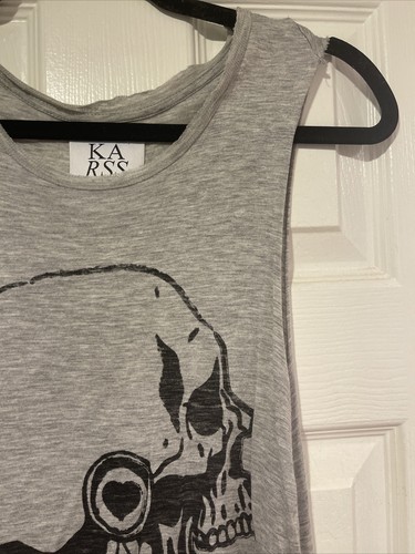 Zoe Karssen Keep Paris Burning Skull Tank Top Grey Size XXS - Picture 4 of 9