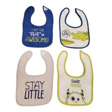 Baby Boy Bibs 4 Pack. Gator, Monster, and cute sayings baby boy Bibs 4 pack