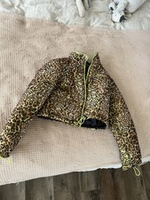 I Am Gia Crop Jacket Womens Ex Small Cheetah Puffer Snow Jacket