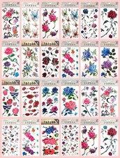 20 sheets rose flower heart butterfly temporary tattoo bohemian hippy