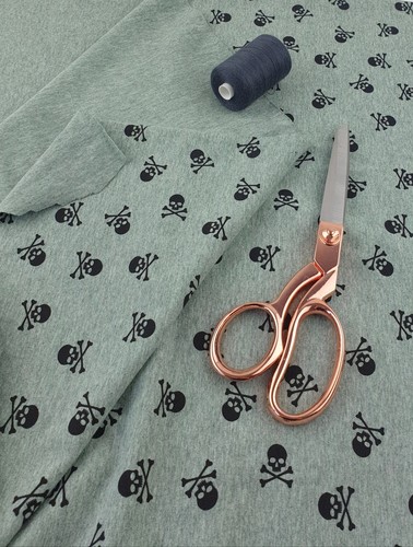 Minerva Cotton Jersey Stretch Knit Fabric Sage Marl - per metre - Picture 3 of 6