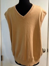 SaddleBred Men  s Vest XL V-neck Sleeveless Sweater Camel Tan