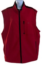 Greg Norman Golf Vest Mens Sz XL Red Fleece Full Zip Pockets 100 Polyester