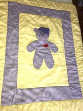 VTG Baby Novelty Bear - Crib Quilt Comforter 32 X 41 Blanket VGC